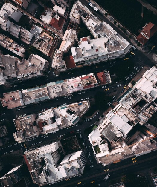 Foto vista de ângulo alto de edifícios na cidade