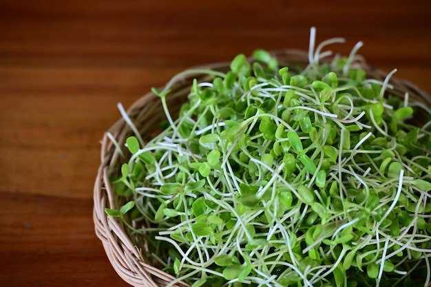 Vista de ângulo alto de vegetais picados em uma tigela na mesa