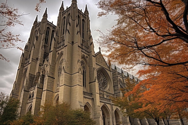 Vista de ângulo baixo da Catedral de Washington