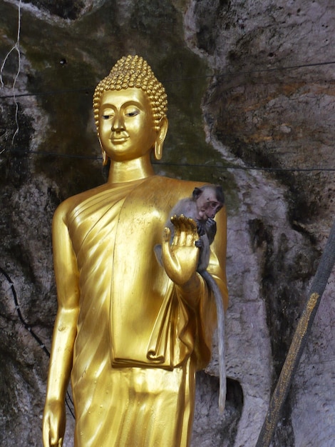 Vista de ângulo baixo da estátua de Buda