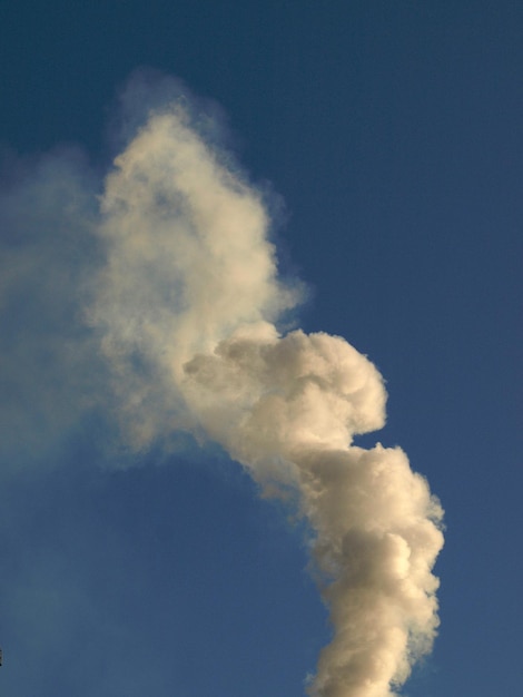 Vista de ângulo baixo da trilha de vapor no céu