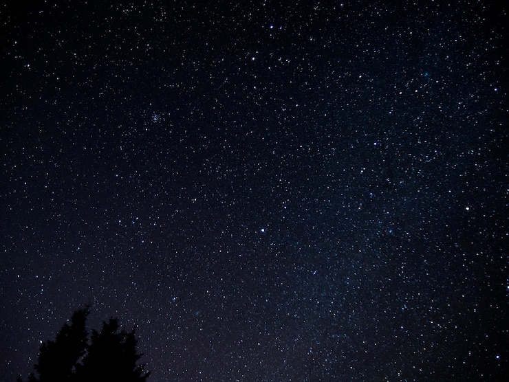 Foto vista de ângulo baixo de estrelas contra o céu à noite