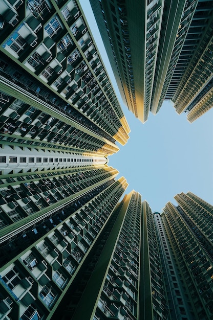 Vista de ângulo baixo de um edifício moderno