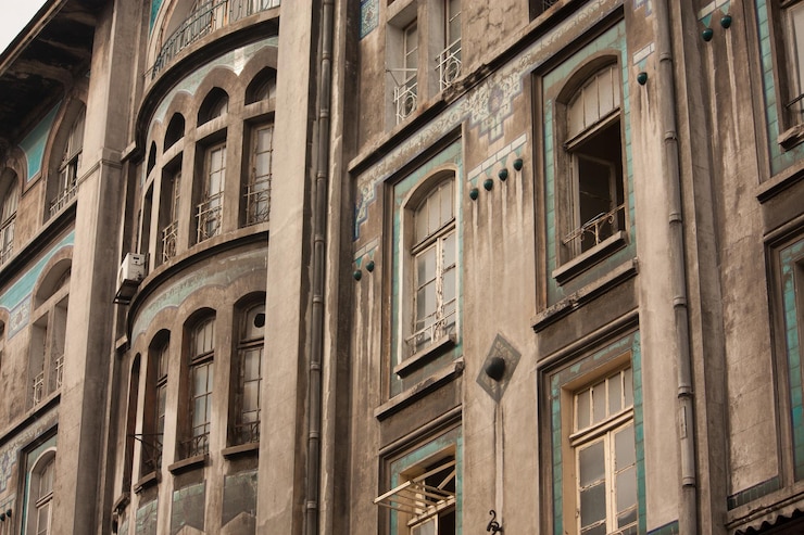 Foto vista de ângulo baixo de um edifício