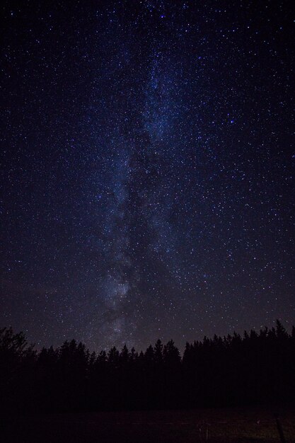 Foto vista de ângulo baixo do campo estelar contra o campo estelar