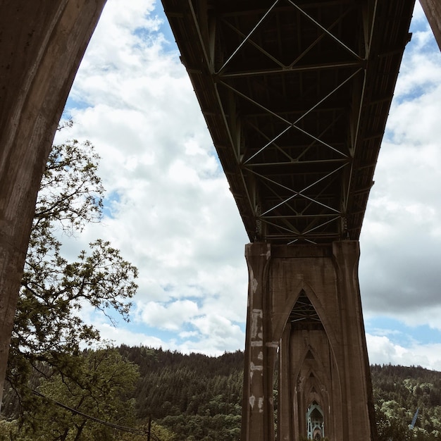 Foto vista de ângulo baixo do edifício histórico contra o céu nublado