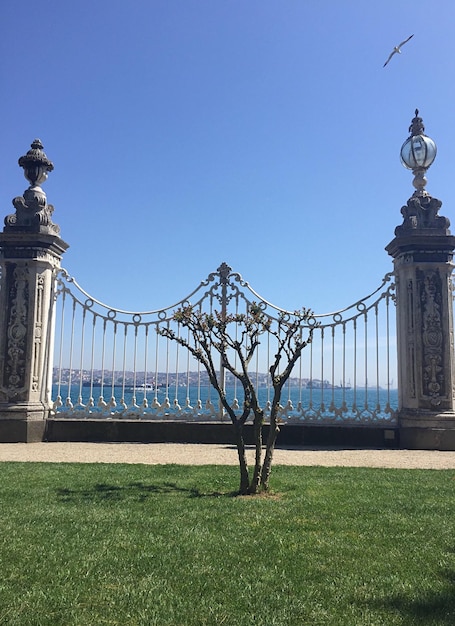 Foto vista de baixo ângulo da escultura