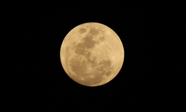 Vista de baixo ângulo da lua contra o céu à noite