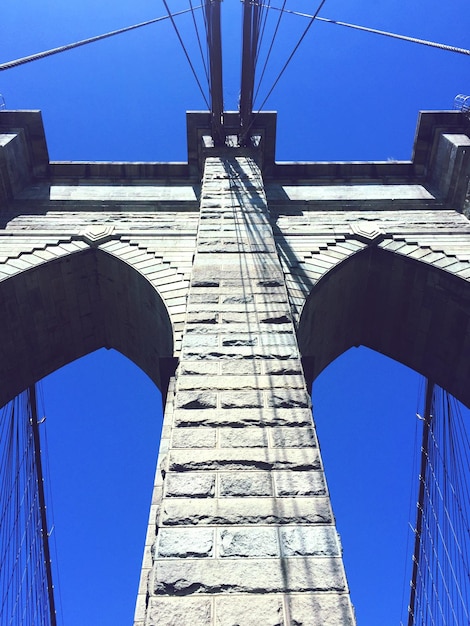 Foto vista de baixo ângulo da ponte contra um céu claro