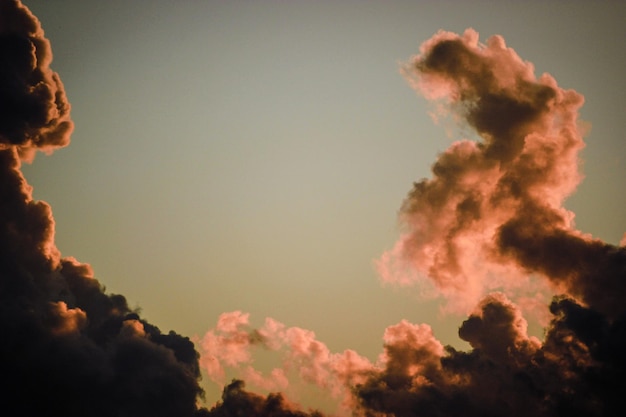 Foto vista de baixo ângulo do céu ao pôr-do-sol