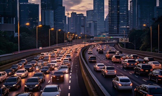 vista de cima de carros no engarrafamento