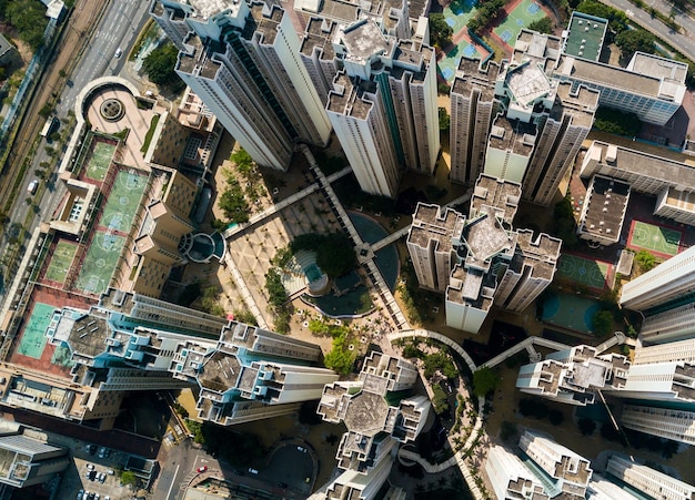 Vista de cima de Hong Kong no centro da cidade