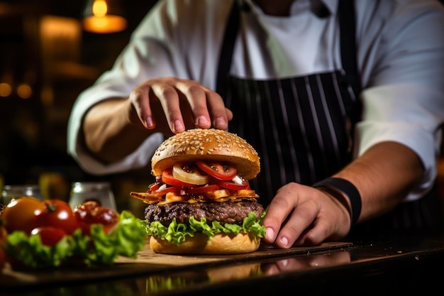 Foto vista de deliciosos hambúrgueres