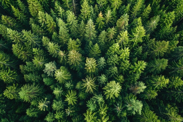 Vista de drones da floresta europeia na primavera