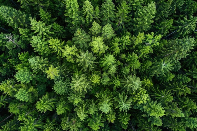 Vista de drones da floresta europeia na primavera