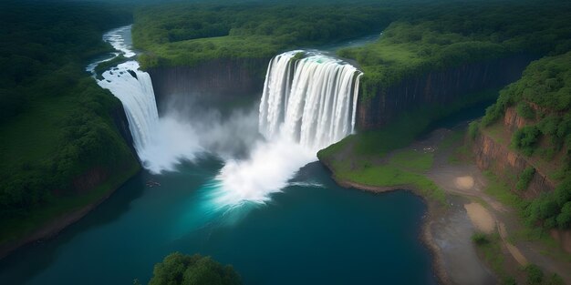 Vista de drones das Cataratas da Amazônia