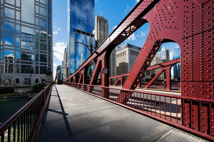 Foto vista de edifícios e arranha-céus em chicago