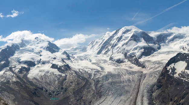 Vista de Gornergrat para Dufourspitze e Monte Rosa Glacier Wallis Suíça