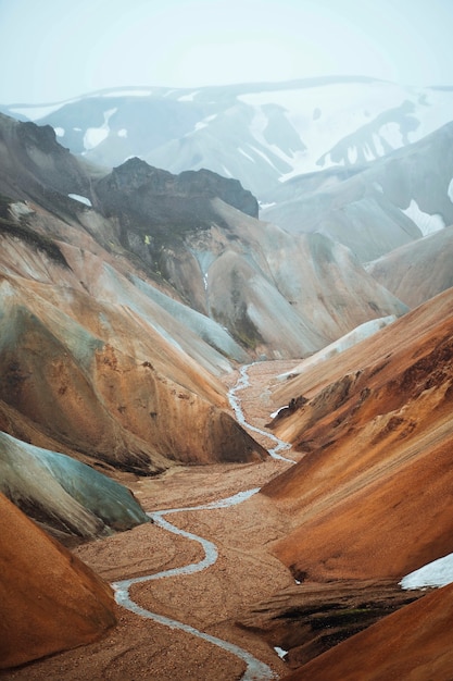 Vista de Landmannalaugar na Reserva Natural de Fjallabak, nas Terras Altas da Islândia