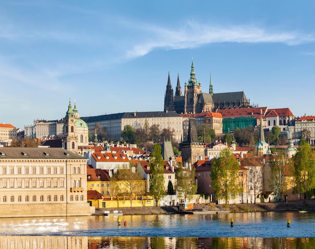 Vista de Mala Strana e do castelo de Praga sobre o rio Vltava