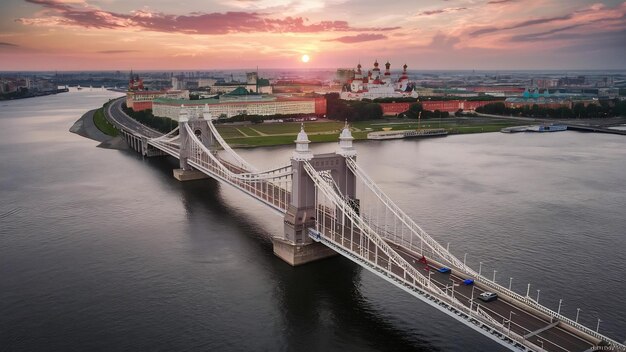 Vista de Nizhny Novgorod com a ponte Molitovsky