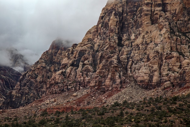 Vista, de, parque nacional rocha garganta vermelha, em, nebuloso, dia, em, nevada