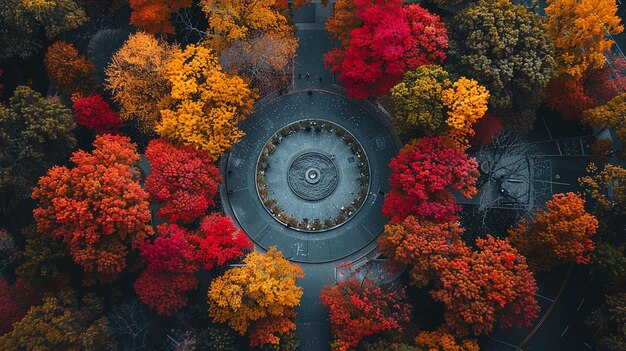 Foto vista de pássaro de um parque da cidade com árvores de fundo