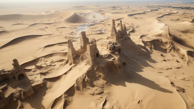 Vista de pássaro do deserto de areia foto profissional