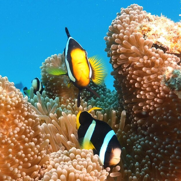 Foto vista de peixes nadando no mar