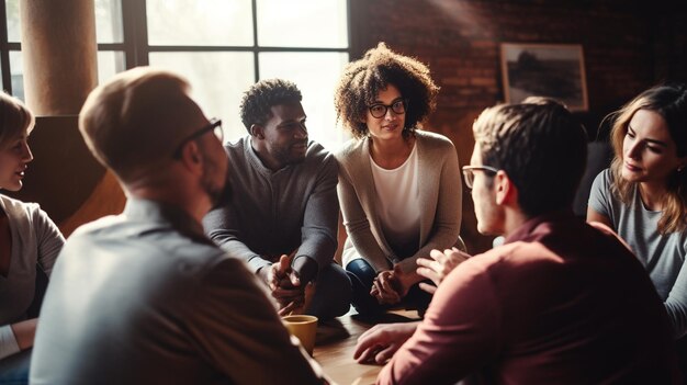 Foto vista de perto de cima de jovens empresários colocando suas mãos juntas pilha de mãos unidade e conceito de trabalho em equipe