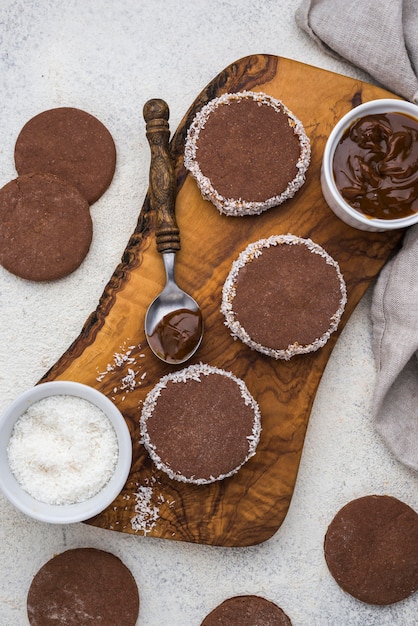 Foto vista de perto de deliciosos alfajores