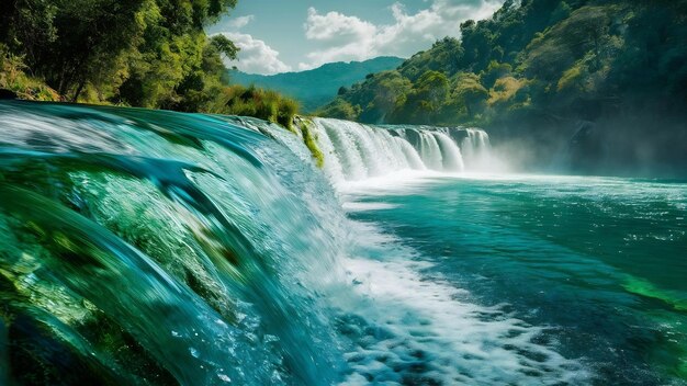 Vista de perto de uma cachoeira em uma floresta profunda no parque nacional