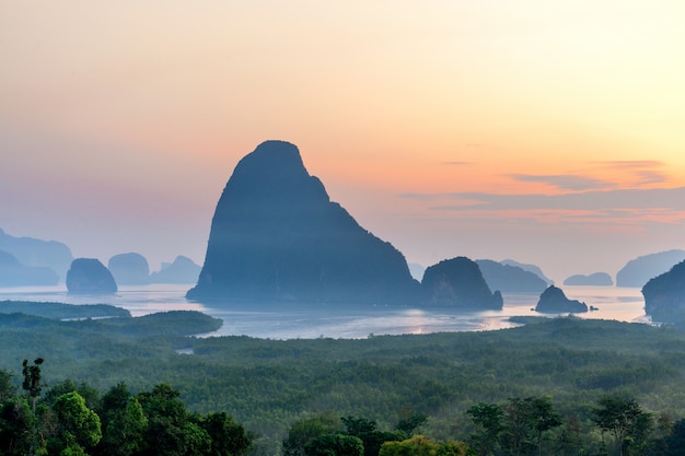 Vista, de, phang nga, baía, de, Samet, Nangshe, ponto vista, tailandia