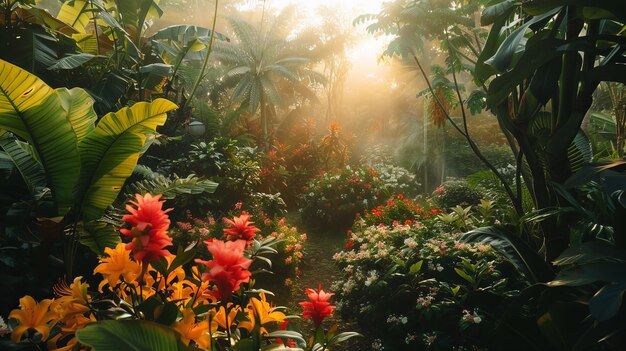 Vista de plantas com flores no jardim