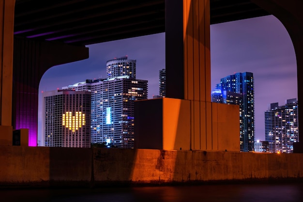 Vista de rua de miami south beach com reflexos de água à noite miami night