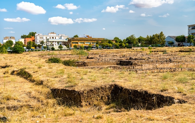 Vista de ruínas antigas em mérida, espanha