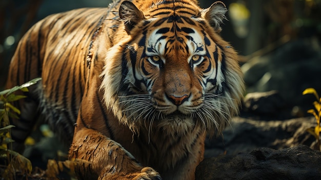 Vista de um animal tigre na natureza