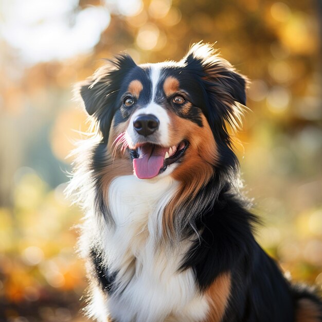 Vista de um cão bonito desfrutando do tempo na natureza no parque