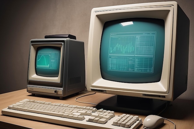 Foto vista de um monitor de computador retro