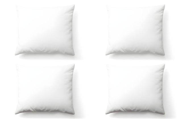 Vista de um travesseiro branco quadrado de cima e de frente em um estilo realista Conceito Ilustração de travesseiro realista Vista superior Vista frontal Vista quadrada Travesseiro branco