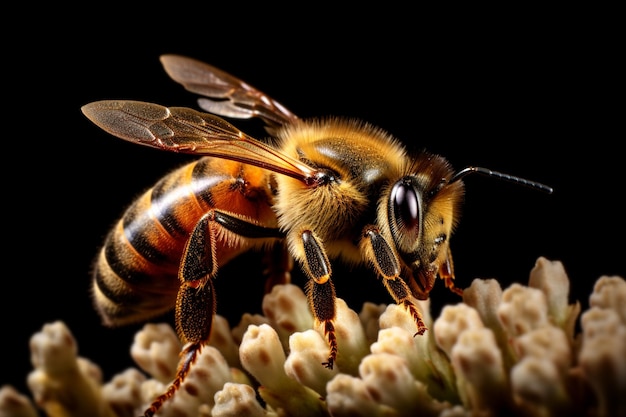 Vista de uma abelha em flor