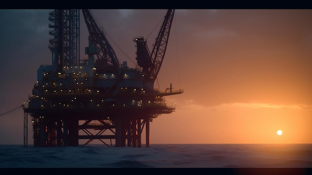 Foto vista de uma plataforma de perfuração offshore