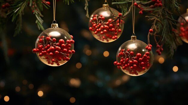 Vista de las decoraciones del árbol de Navidad