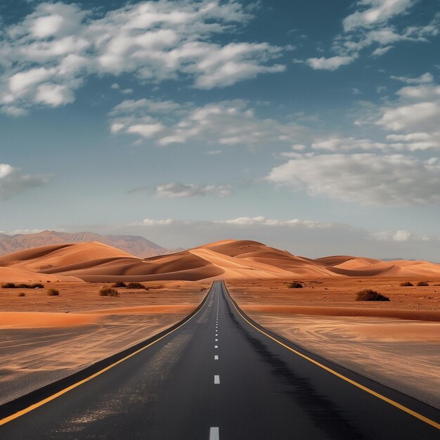 Foto vista delantera de la carretera del desierto de las e.u.a. hiperrealista