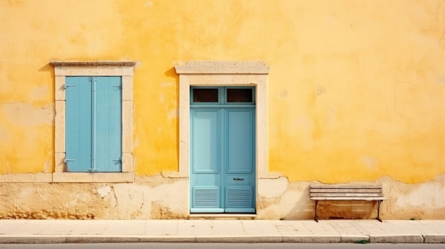 vista delantera foto de la vieja pared de la casa amarilla en la vieja ciudad imagen minimalismo
