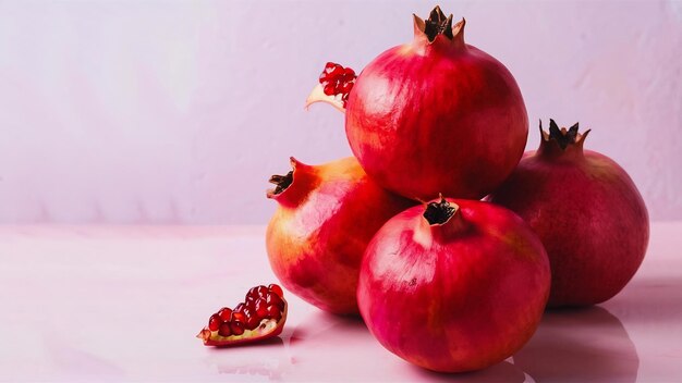 Vista delantera granadas rojas frescas en fondo claro foto de frutas de color jugo suave