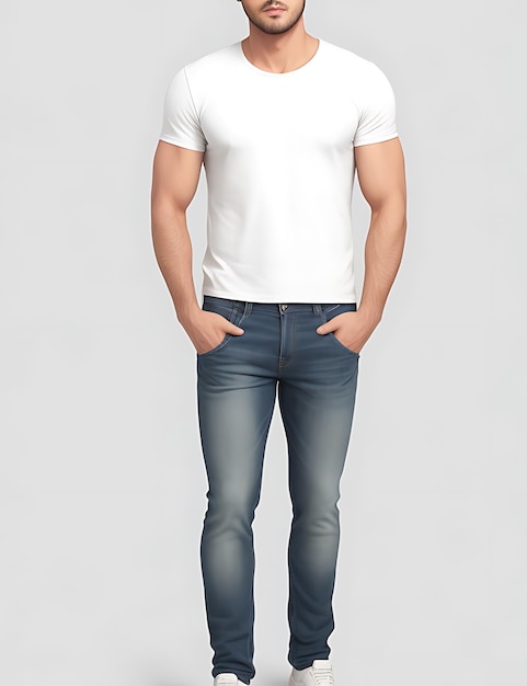 Vista delantera Modelo masculino en una maqueta de ropa casual con estilo