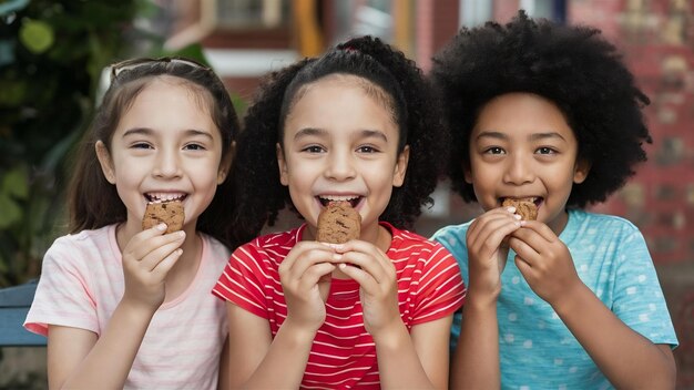 Vista delantera niños con deliciosas galletas