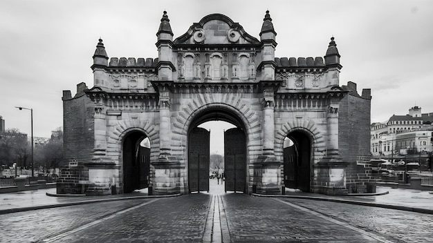 Foto vista delantera de la puerta de toledo madrid