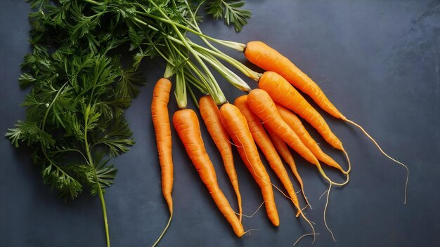 Vista delantera de zanahorias naranjas frescas maduras en gris